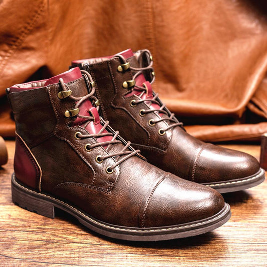 Herresko Boots – Skinn – Snøring – Robust Såle – Komfortabel og Holdbar