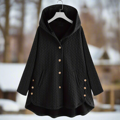 Women’s Jacket - Quilted Knit - Oversized Fit - Hooded - Asymmetrical Hem