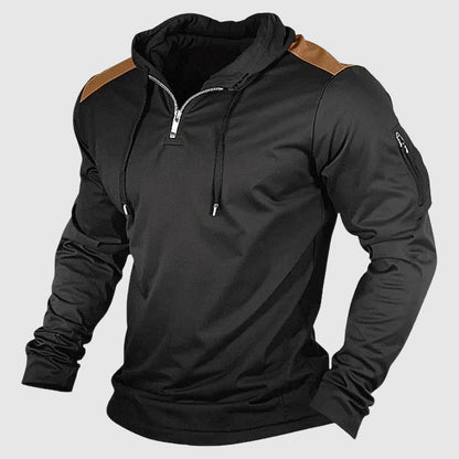 Hugo Quarter-Zip Hoodie | Contrast Shoulders Hoodie
