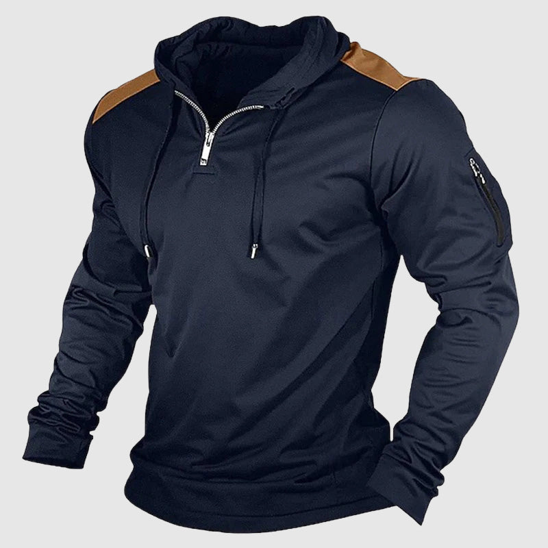 Hugo Quarter-Zip Hoodie | Contrast Shoulders Hoodie