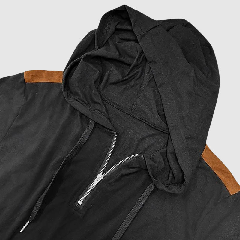 Hugo Quarter-Zip Hoodie | Contrast Shoulders Hoodie
