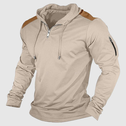Hugo Quarter-Zip Hoodie | Contrast Shoulders Hoodie