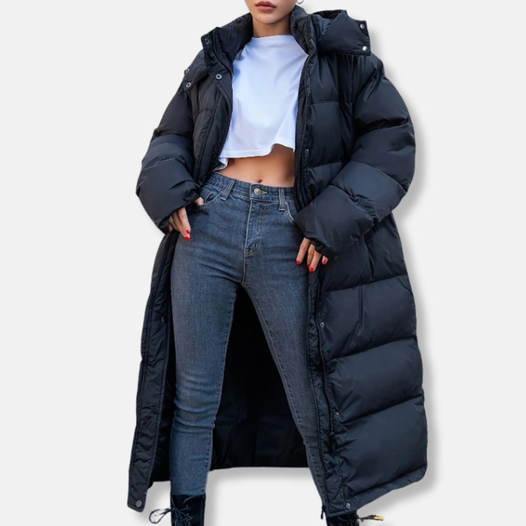 Women’s Puffer Jacket - Oversized Fit - Full Length - Quilted - Hooded