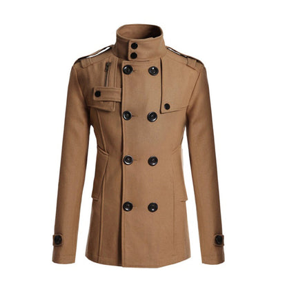 Men's Coat – Wool Blend – Structured Fit – Double-Breasted – High Collar