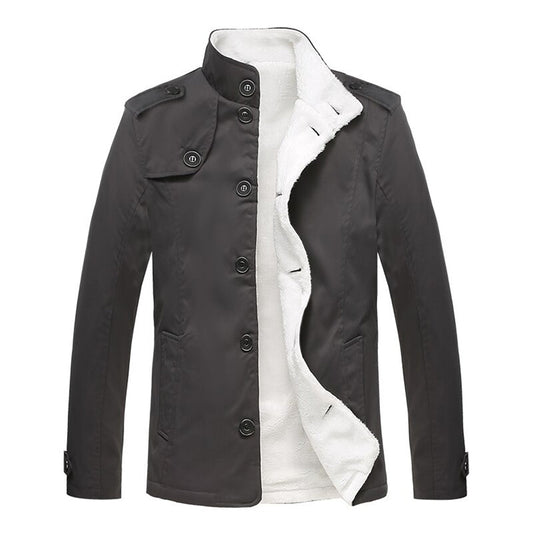 Men's Jacket – Tailored Fit – Fleece Lined – High Collar – Button Front