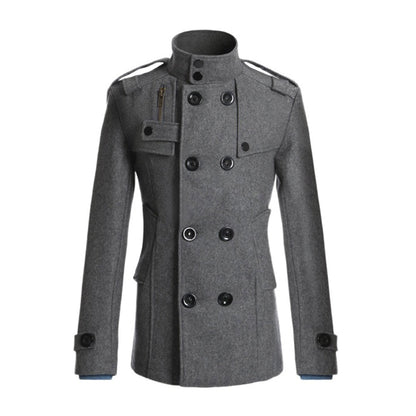 Men's Coat – Wool Blend – Structured Fit – Double-Breasted – High Collar