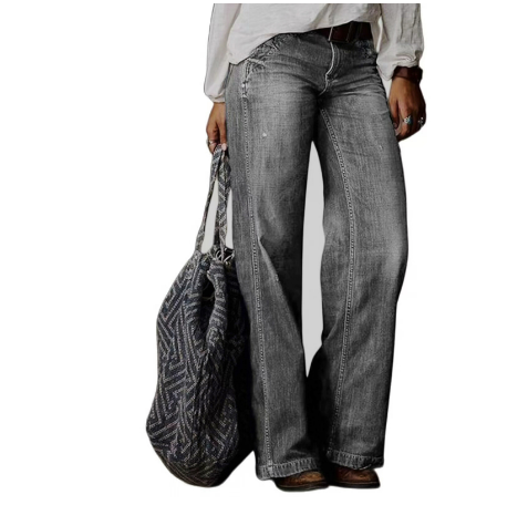 Women's Trousers with Wide Legs – Relaxed Fit – Full Length – Breathable Denim Style