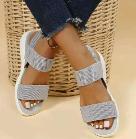 Women's Sandals – Open Toe – Elastic Straps – Padded Sole – Comfortable Fit