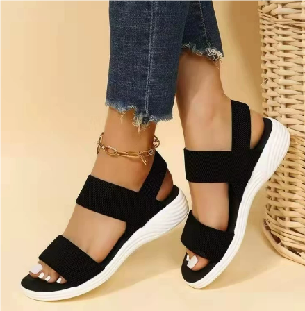 Women's Sandals – Open Toe – Elastic Straps – Padded Sole – Comfortable Fit
