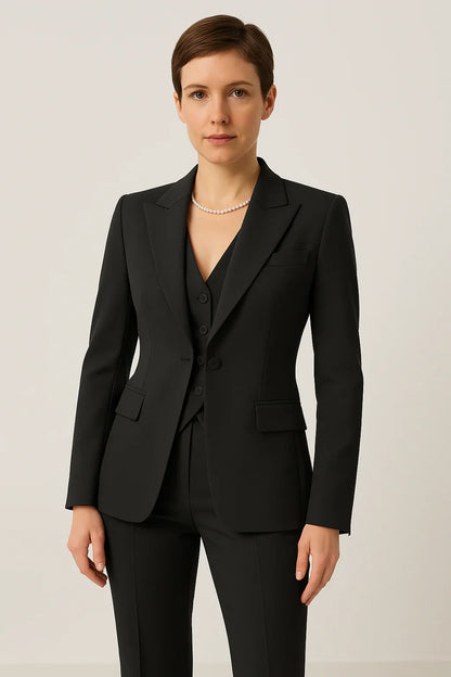 Women's Pantsuit – Tailored Fit – 3-Piece Set with Vest – Wool Blend