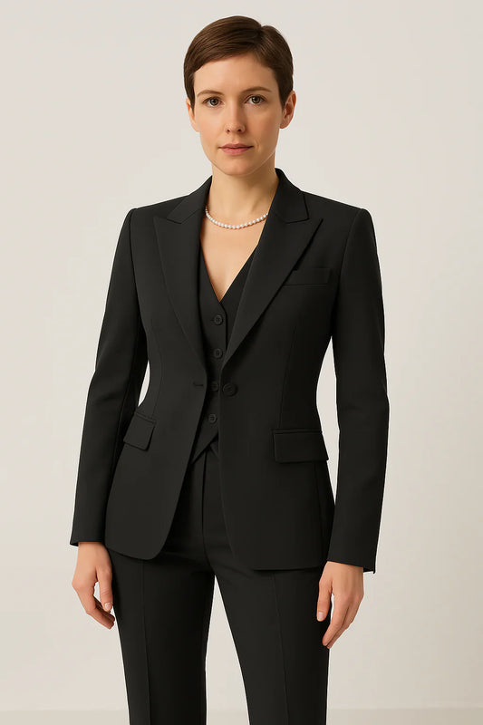 Women's Pantsuit – Tailored Fit – 3-Piece Set with Vest – Wool Blend