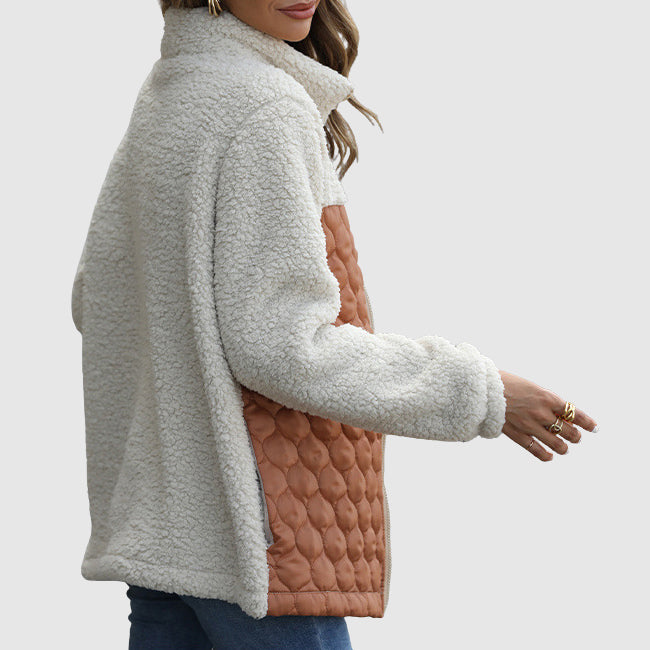 Gabriella Fleece Relaxed Fit Quilted Jacket | Patchwork Jacket