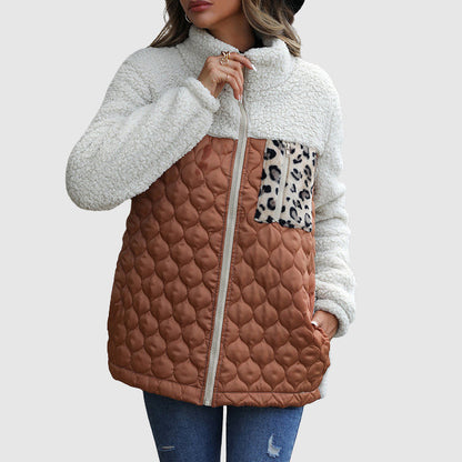 Gabriella Fleece Relaxed Fit Quilted Jacket | Patchwork Jacket