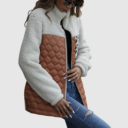 Gabriella Fleece Relaxed Fit Quilted Jacket | Patchwork Jacket