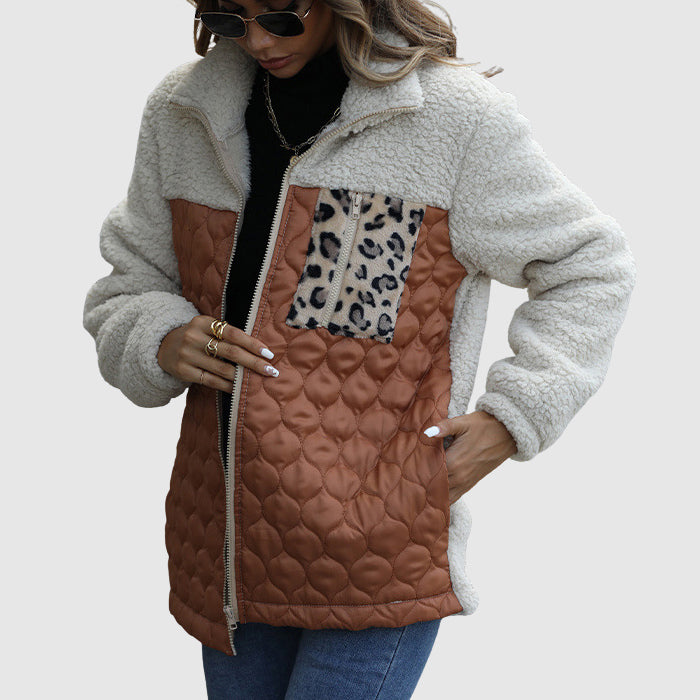Gabriella Fleece Relaxed Fit Quilted Jacket | Patchwork Jacket