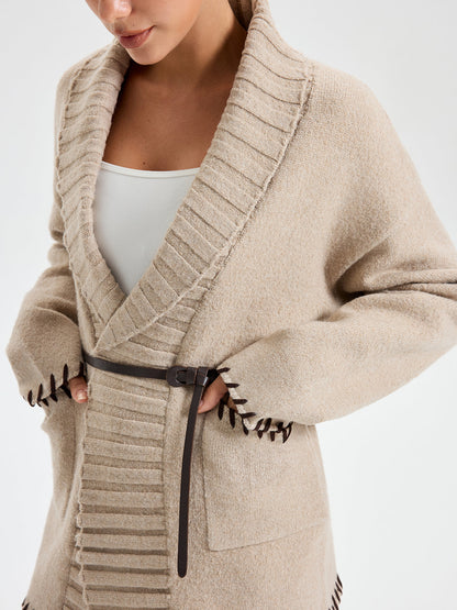 Angela Oversized Cardigan | Shawl Collar Belted Cardigan