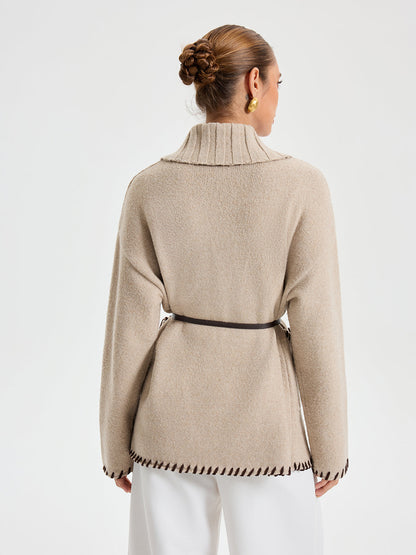 Angela Oversized Cardigan | Shawl Collar Belted Cardigan