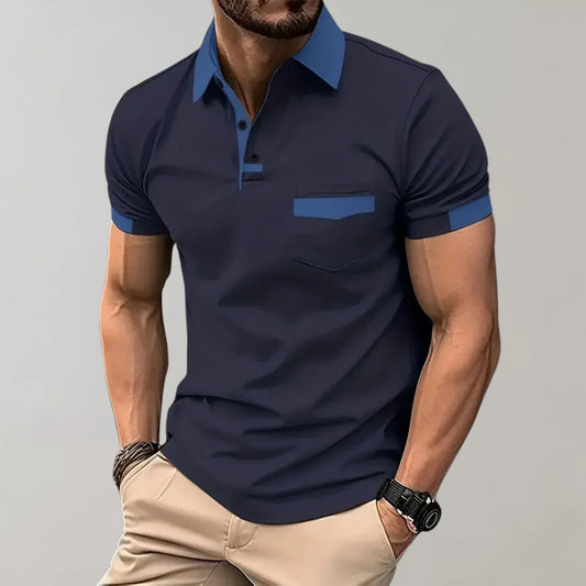 Men's Pique Shirt – Slim Fit – Soft Knit – Chest Pocket – Short Sleeve Casual Style
