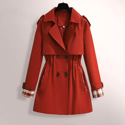 Women's Trench Coat – Tailored Fit – Double-Breasted – Belt and Check Lining