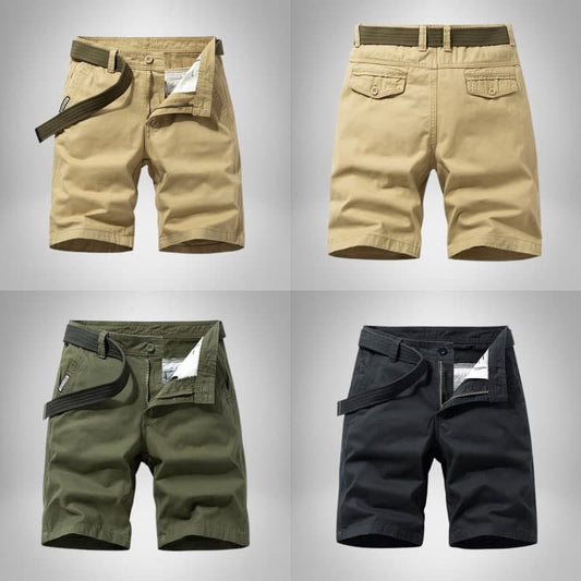 Herre Cargo Shorts – Komfortabel Bomull – Avslappet Passform – Kne-lengde med Belte