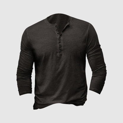 Men's Shirt Henley – Slim Fit – Soft Knit – Long Sleeves – Casual Everyday Use
