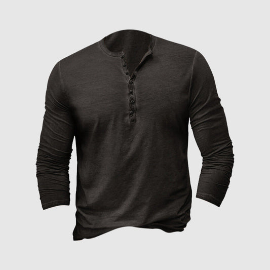 Men's Shirt Henley – Slim Fit – Soft Knit – Long Sleeves – Casual Everyday Use