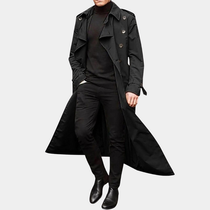 Men's Trench Coat – Tailored Fit – Breathable Cotton – Double-Breasted Classic Design