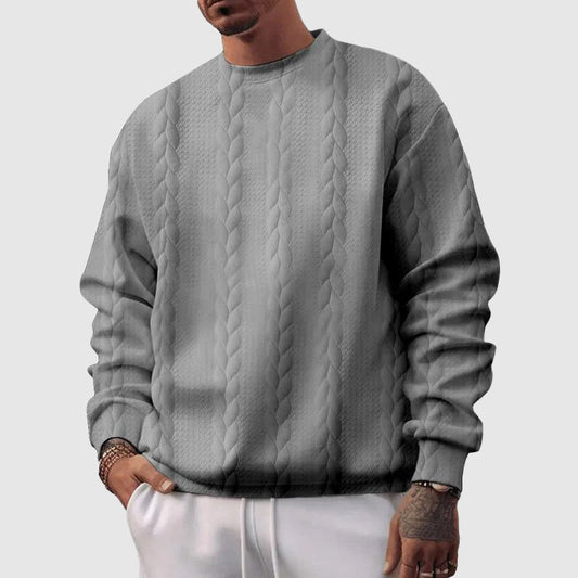 Men's Sweater – Relaxed Fit – Wool Knit – Cable Knit Pattern – Ribbed Edges
