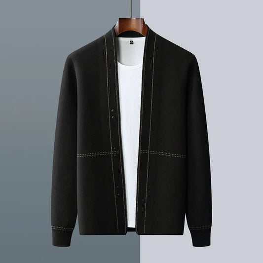Men's Cardigan – Wool – Relaxed Fit – Button Closure – Soft Textured Layer Deluxe