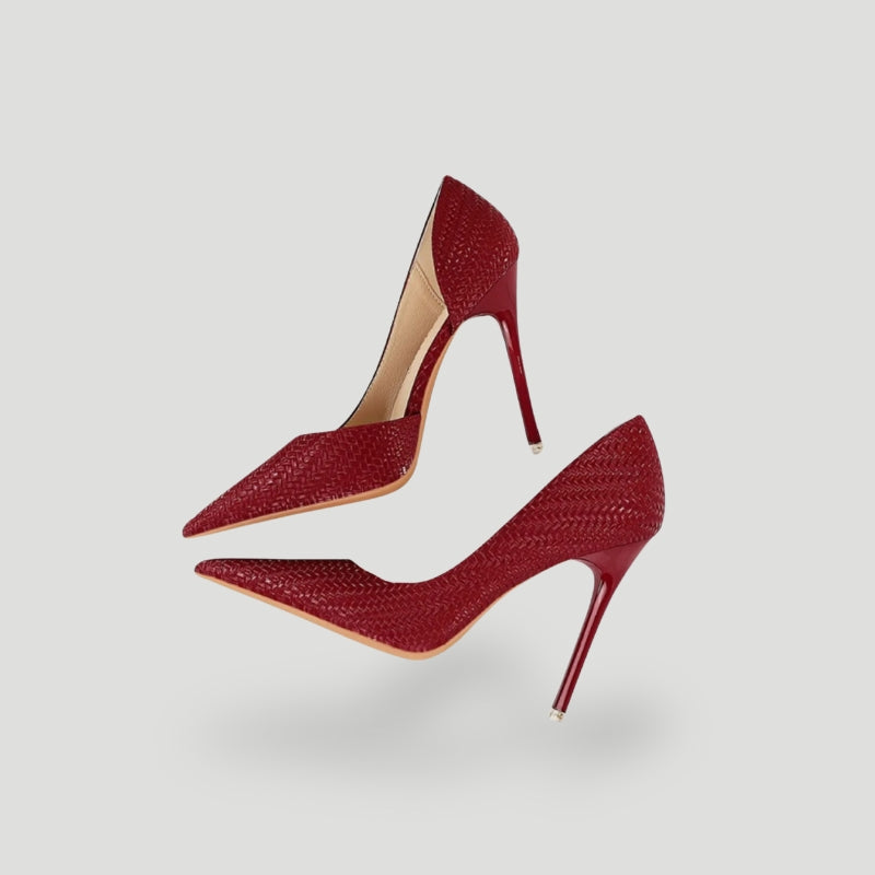Dame Stiletthæler – Spiss Tå – Elegant Mønstret Design – Høye Slanke Hæler