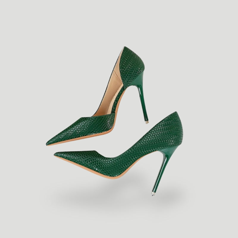Dame Stiletthæler – Spiss Tå – Elegant Mønstret Design – Høye Slanke Hæler