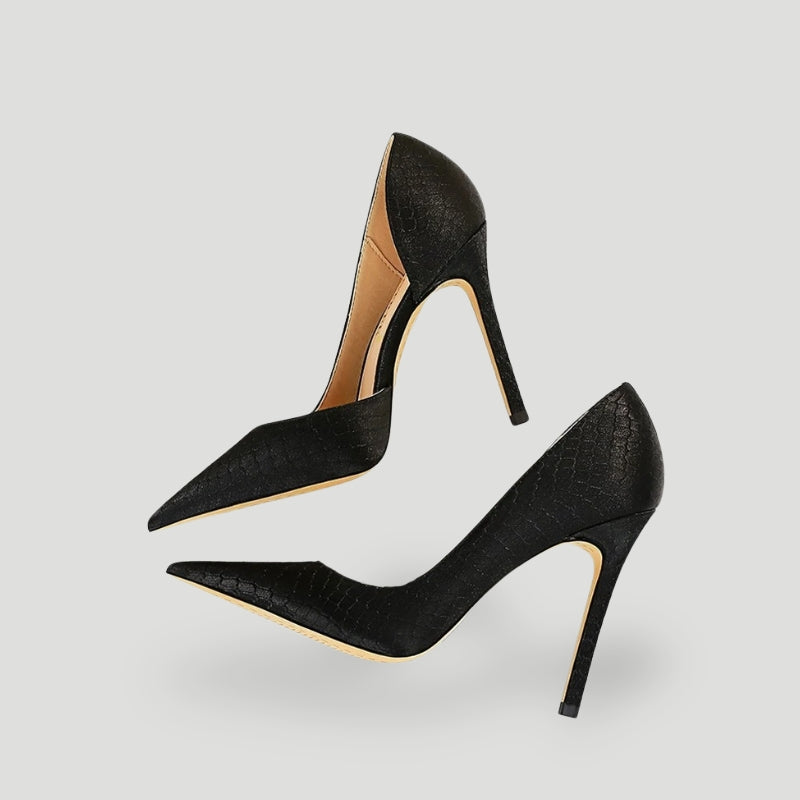 Dame Stiletthæler – Spiss Tå – Elegant Mønstret Design – Høye Slanke Hæler