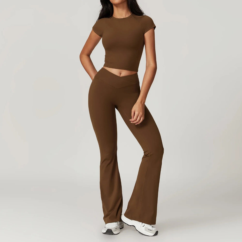 Emma Two-Piece Set | Crop Top & Flared Pants Two-Piece Set