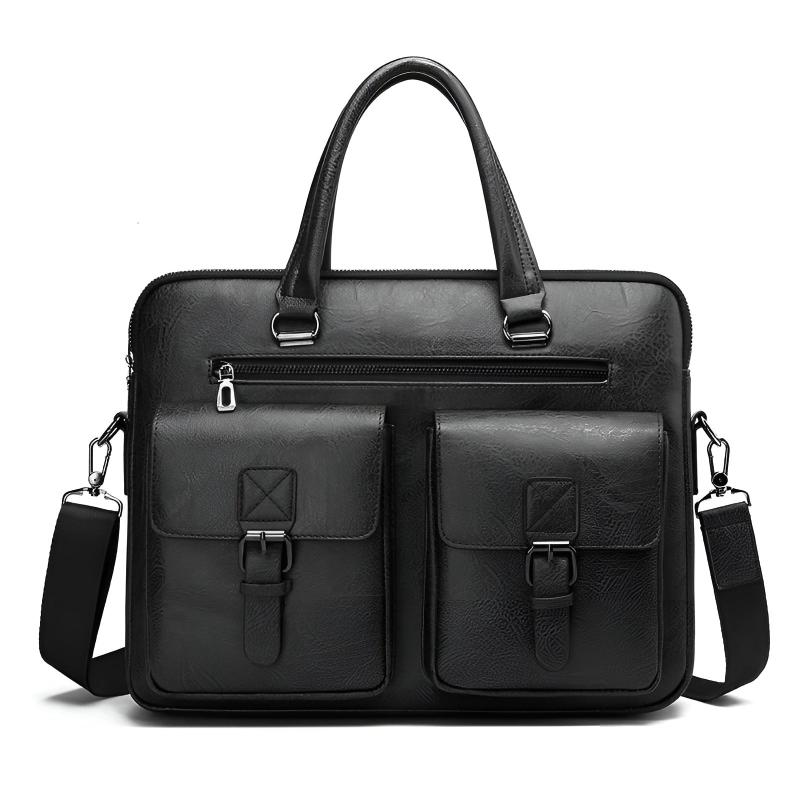 Logan Leather Structured Messenger Bag | Top-Handle Messenger Bag