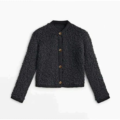Women's Teddy Jacket – Relaxed Fit – Soft Wool Texture – Button Opening – Everyday Use