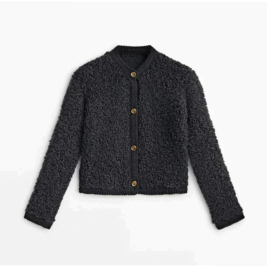Women's Teddy Jacket – Relaxed Fit – Soft Wool Texture – Button Opening – Everyday Use