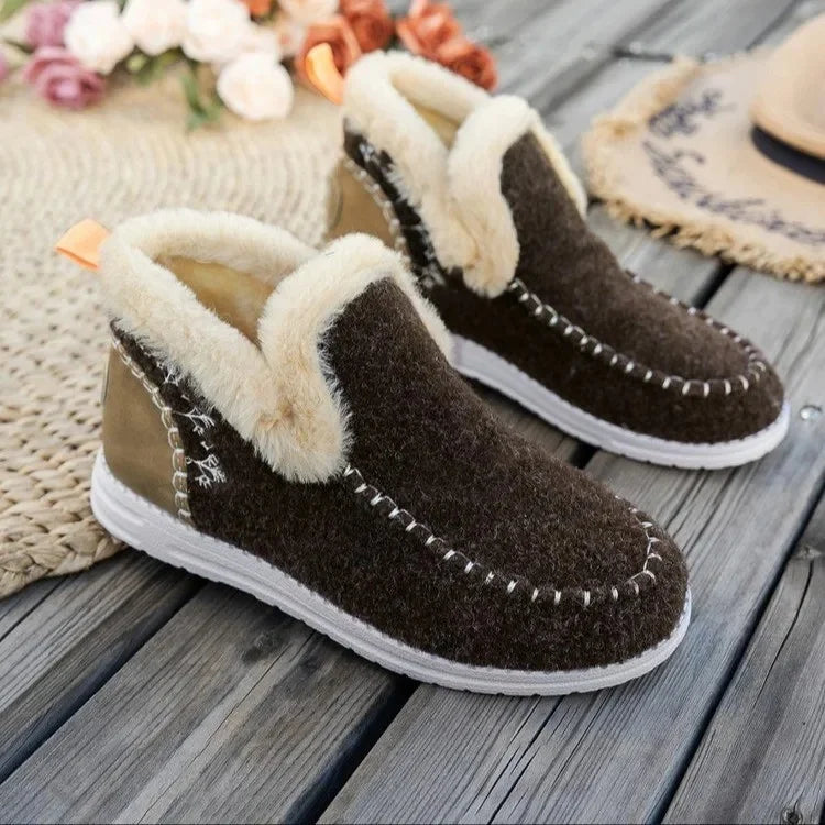 Women's Ankle Boots – Felt Structure – Faux Fur Lining – Relaxed Fit