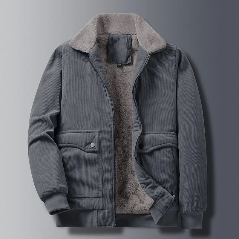 Isaac Regular Fit Corduroy Jacket | Zipper Front Jacket