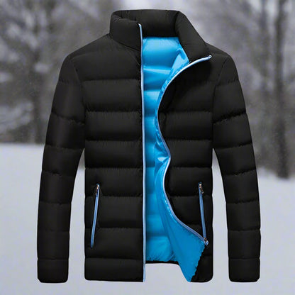 Men's Down Jacket – Warming Insulation – High Collar – Zipper Pockets – Comfortable Fit