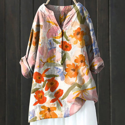 Women's blouse with long sleeves – Relaxed fit – Half button placket – Breathable fabric