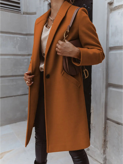 Women's Overcoat – Wool Blend – Tailored Fit – Classic Notch Collar – Elegant Design