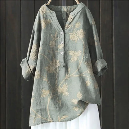 Women's blouse with long sleeves – Relaxed fit – Half button placket – Breathable fabric