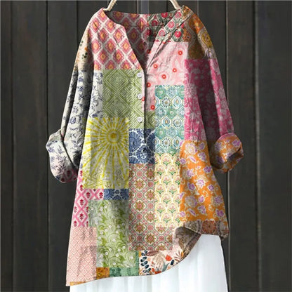 Women's blouse with long sleeves – Relaxed fit – Half button placket – Breathable fabric