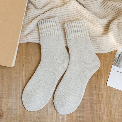 Emma Ribbed Crew Socks | Wool, Solid Color Crew Socks