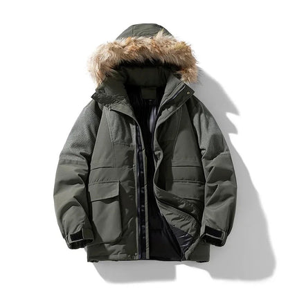 Lucas Hooded Parka Jacket | Fur Trim, Flap Pockets Parka Jacket