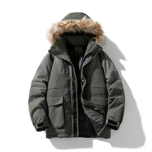 Lucas Hooded Parka Jacket | Fur Trim, Flap Pockets Parka Jacket