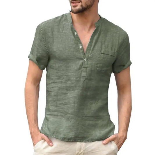 Men's T-shirt – Relaxed Fit – Natural Fibers – Short Sleeve – Chest Pocket