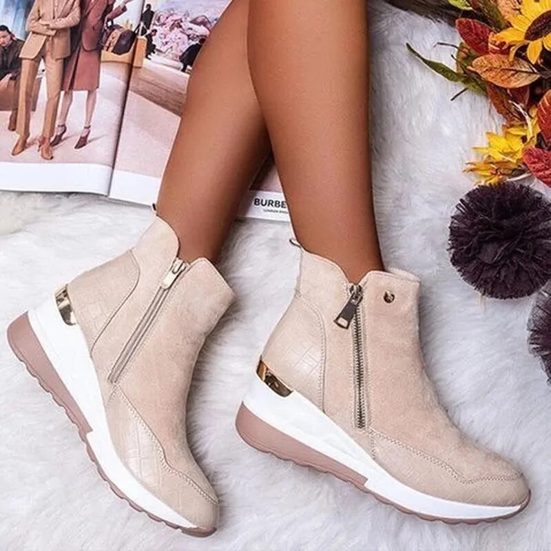 Elizabeth Suede Orthopedic Wedge Ankle Boots | Casual Ankle Boots