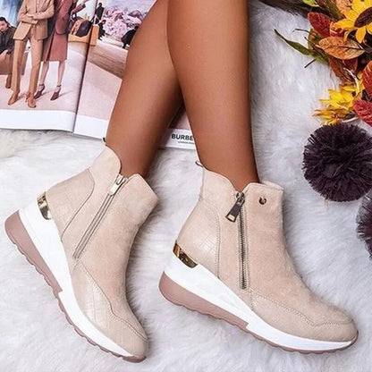 Elizabeth Suede Orthopedic Wedge Ankle Boots | Casual Ankle Boots