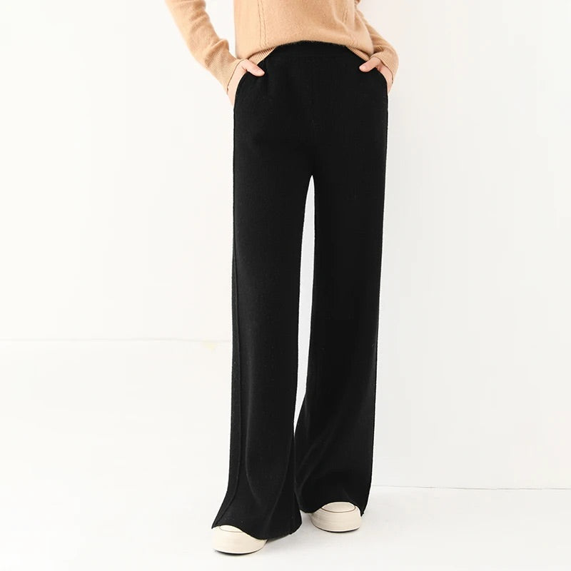 Teresa Wide-Leg Pants | Full-Length Slit Hem Pants